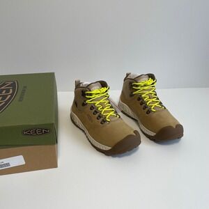 Nib Keen Nxis Explorer Mid Waterproof Hiking Boots Womens Size 8 Tan Neon Yellow
